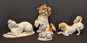 LR - Four Vintage Porcelain Dog Figurines - Rosenthal & More