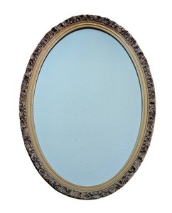 BR - Vintage Ornate Oval Wall Mirror - Carved Floral Frame Decorative Accent