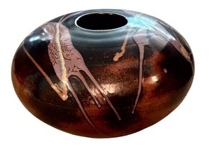 LR - Raku Vase - Large Ceramic Vessel With Crackle Glaze