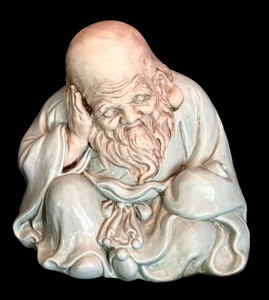 LR - Vintage Japanese Wiseman Ceramic Sculpture