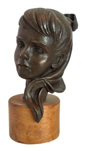 LR - Vintage Liz Hart Patinated Bronze Female Bust Sculpture - Signed & Numbered