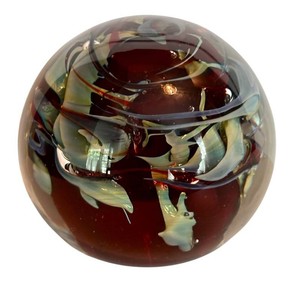 LR - Handblown Art Glass Paperweight - Multicolor Swirl Design