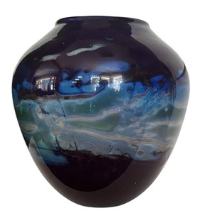 LR - Art Glass Vase - Lucyna Kwiecien Artist-Etched Hand-Blown