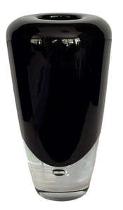 LR - Art Glass Vase - Black Sommerso Crystal