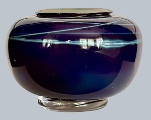 LR - Vintage Studio Glass Vase - John Conrad Lewis Etched
