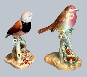 LR - Bird Figurines - Royal Adderley English Robyn & Grass Finch (Lot of 2)