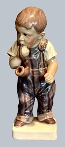 BR1 - Vintage Dahl Jensen Copenhagen Porcelain Figurine Boy with Pipe #1027