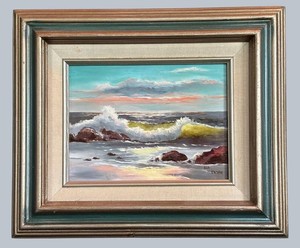 BR1 - Vintage Oil Painting - Ber Bachar Signed Coastal Seascape 11 X 13