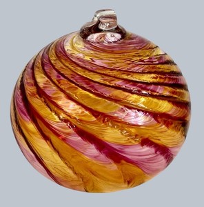 LR - Hand-Blown Glass Ornament - Glass Eye Studio Holiday Swirl