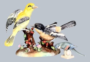 BR1 - Vintage Porcelain Bird Figurines - J.T. Jones & Czechoslovakia (Lot of 2)