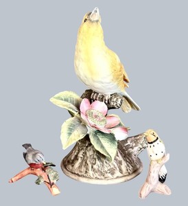 BR1 - Bird Figurines - Yellow Canary 8627 & Mini Birds (Lot of 3)