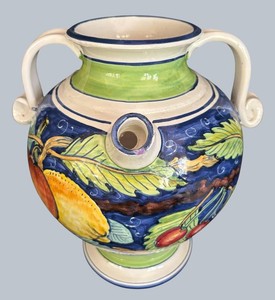 BR1 - Decorative Urn - Handmade Italian Mojica Fruit & Leaf Motif