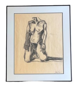H - Original Figural. Charcoal or Pencil Artwork by B. Thompson