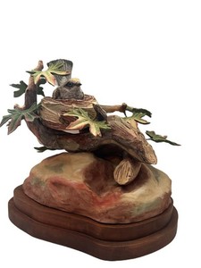 LR - Porcelain Bird Figurine - Irving Burgues Hand Painted Golden-Winged Warbler
