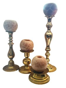 LR - Set of Four Decorative Candleholders - Brass-Tone f