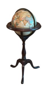 LR - Vintage Floor Globe - Hardwood Stand, 37 in H