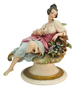 LR - Vintage Capodimonte Giuseppe Cappe Porcelain Figurine Contadino