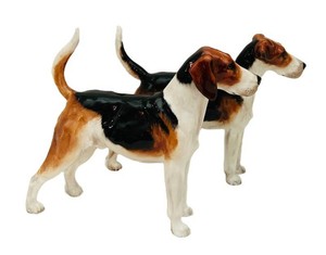 LR - Vintage Foxhound Figurines - Royal Doulton Pair