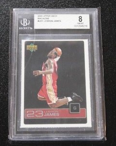 2003 Upper Deck Magazine LeBron James Rookie Card #UD1 BGS 8 Scratch on Case