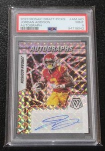 2023 Mosaic Draft Jordan Addison Autograph Rookie Card PSA 9