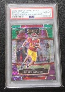 2022 Select Draft Picks GreenPurple Squares Drake London #7 Rookie Card PSA 9 83100  Only 100 Exist