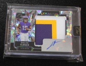 2024 Panini One Fractal Three Color Patch Autograph Dallas Turner Rookie Card 850  Only 50 Exist