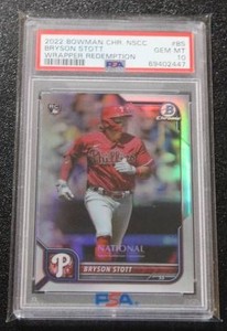 2022 Bowman Chrome NSCC Wrapper Redemption Bryson Stott Rookie Card PSA 10
