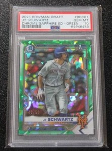 2021 Bowman Draft Chrome Sapphire Green JT Schwartz 4750 PSA 10  Only 50 Exist