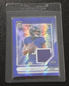 2024 Optic Threads Blue Hyper Prizm Jersey Relic Lamar Jackson