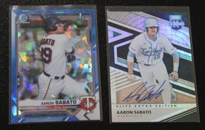 Aaron Sabato 1st Bowman & Elite Autograph Rookie Card Lot  2 Cards