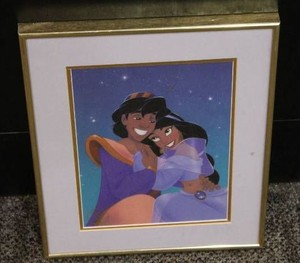 1993 The Disney Store Framed Lithograph Aladdin and Jasmine