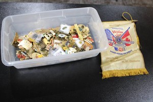 Vintage Lions Club Pin Collection  100 Pins Mostly Minnesota and Canada