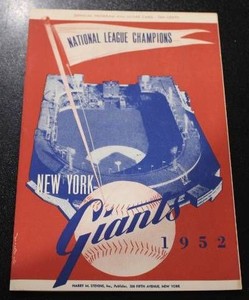 July 13 1952 New York Giants vs Cincinnati Redlegs Official Scorebook Program