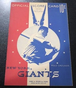 June 1943 New York Giants vs St. Louis Cardinals Official Scorebook Program  Hubbell - Musial - Ott