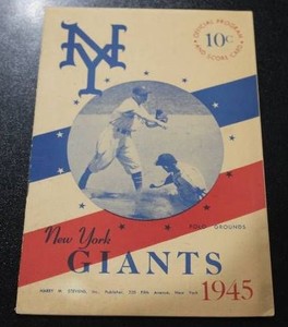 June 17 1945 New York Giants vs Philadelphia Phillies Official Scorebook Program  Mel Ott HR