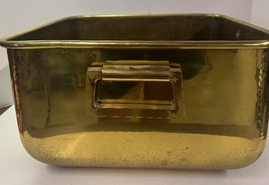 Oversized Square Brass Pot with Handles Made in Italy