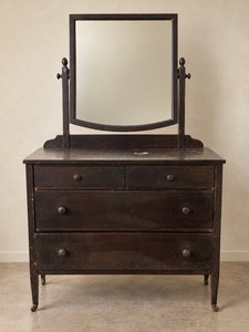 Antique Metal Steel 1930-1940s Simmons Dresser with Mirror