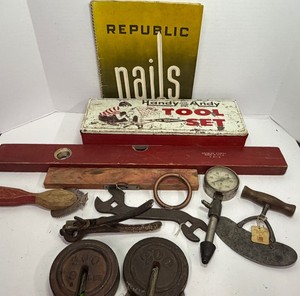 Vintage L.S. Starrett Co. Speed Indicator Mechanical Revolution Counter Tachometer and Vintage Tool Lot