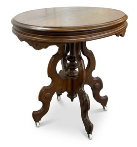 Antique Side Table on Enamel Casters
