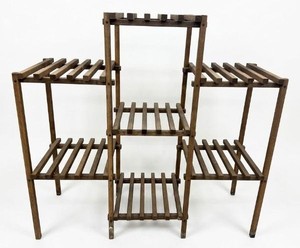 Wood Slat Multi Tier Plant Stand