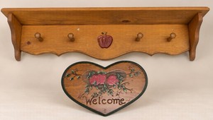 Cottage Core Grandma Core Shelf and Wall Hanging with Apple Motif