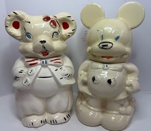 Vintage Cookie Jars 1940s Turnabout Double Face Mickey and Minnie Mouse