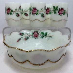 Heisey Berry Bowl and Five Glasses