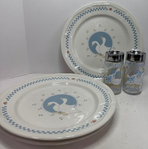 Vintage Geese Plates and Salt and Pepper Shakers Grandma Core Granny Chic