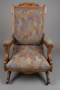Antique Victorian Eastlake Upholstered Rocker Glider