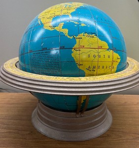 Vintage physical-political World Globe George F. Cram Co. MCM Atomic Horizon Stand