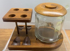 Vintage Tobacco Jar and Pipe Holder