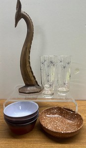 Mid Century MCM Misc Lot Starburst Highballs Set of 3 Fire King Bowls