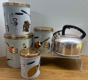 Vintage Canister Nesting Set MCM Mid Century Weibro Division of J.L. Clark Copper Aluminum