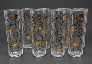 MCM Atomic Starburst Highboy Tumblers Barware Set of 8